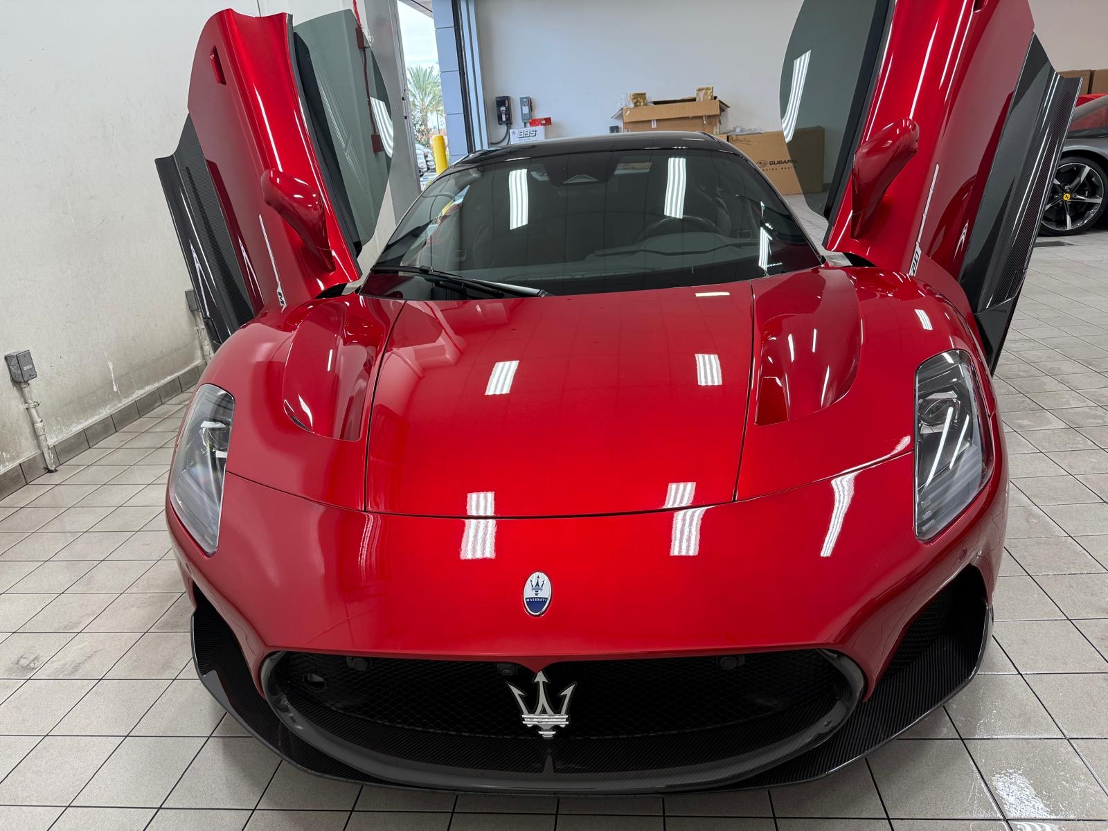 Red Maserati polished and waxed